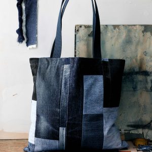 love fades recycled denim tote