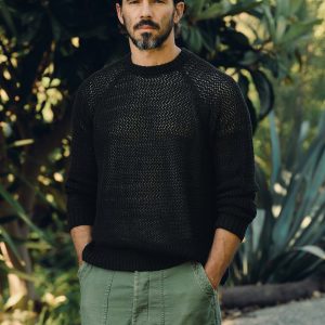 cascabel open weave sweater in black