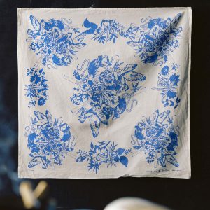 the blue ceramic bandana