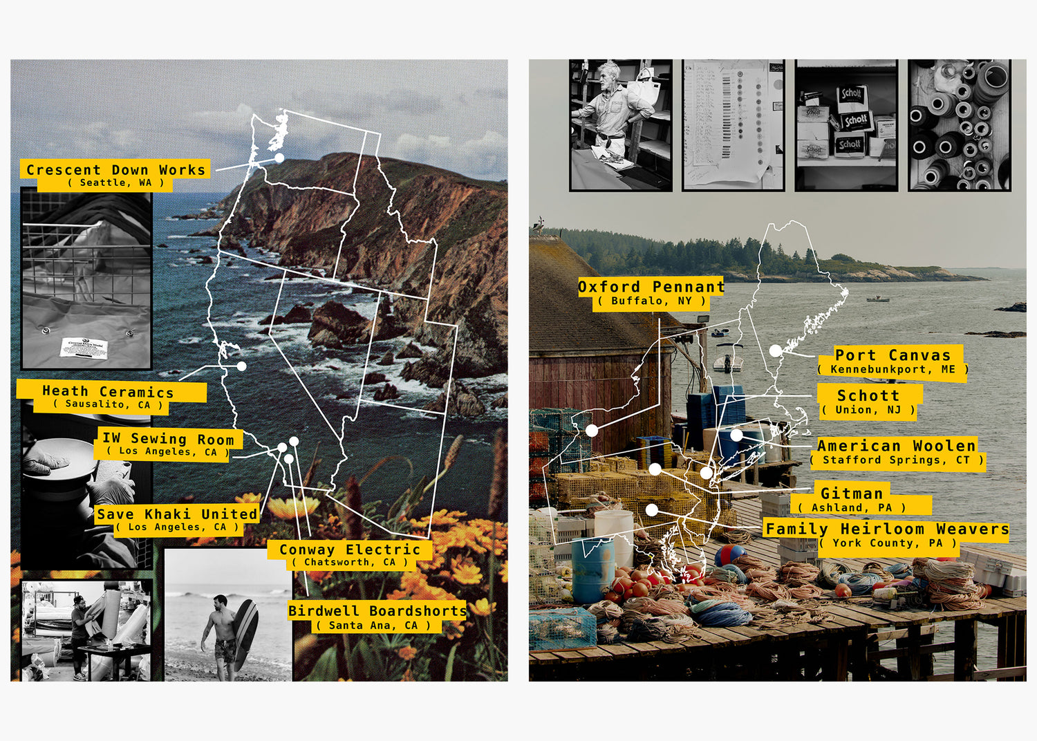 a collage of images of a beach and a map