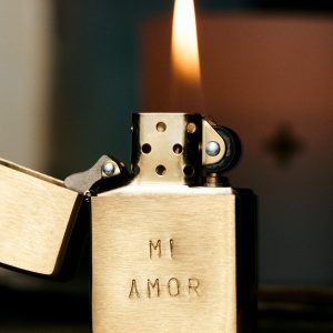 hand stamped mi amor zippo