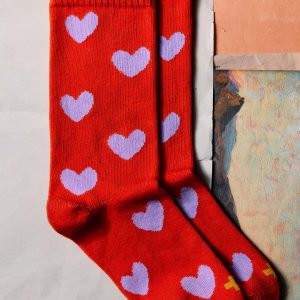 heart sock in poppy