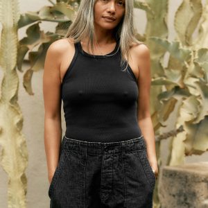 faded black ribbed racerback tank