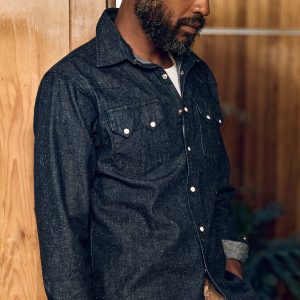 the sawtooth pearl snap in indigo nep