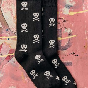 skull sock in charcoal