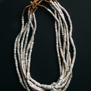 vintage white goomba trade bead necklace