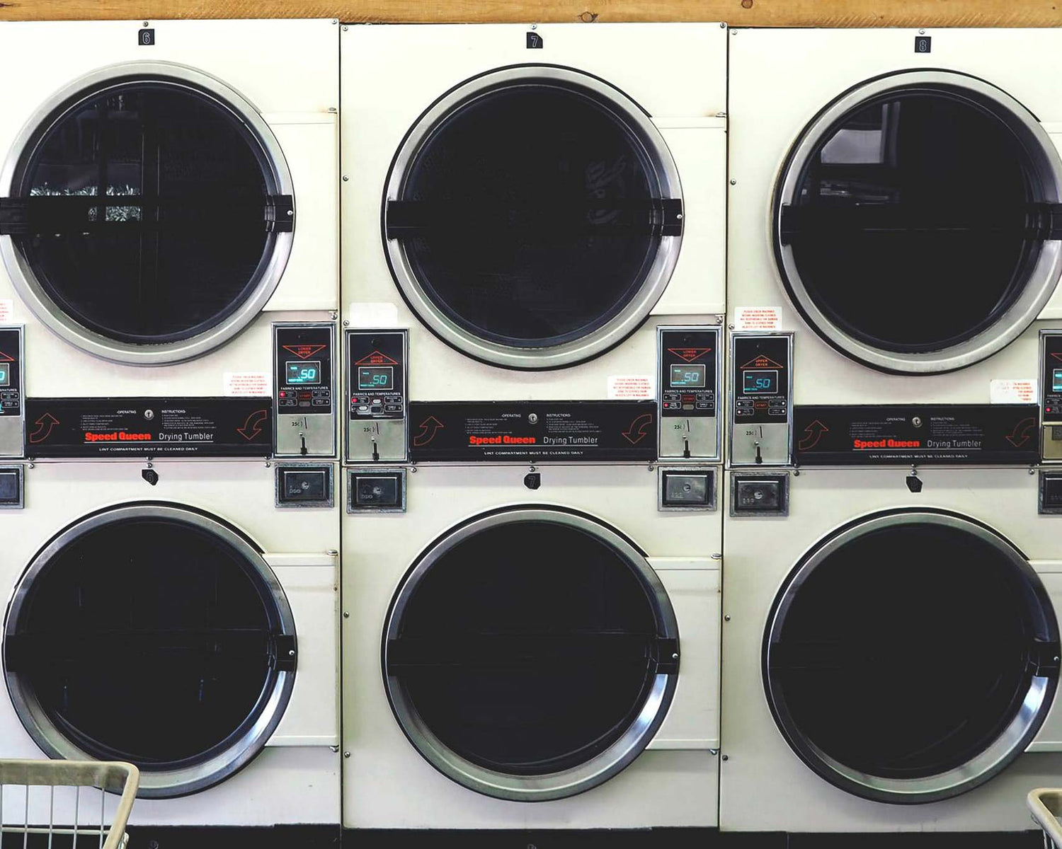 a group of white washing machines