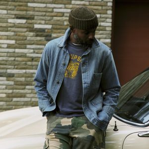 ranch jacket in washed indigo stripe