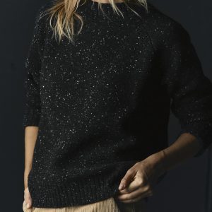 galway wool sweater in black nep