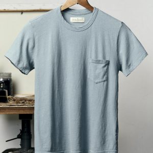 sky blue knit pocket tee