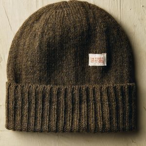 knit wool watch cap in brown