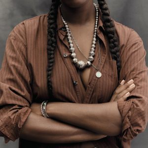 clyde brown striped cotton button up