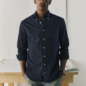 i+w x Gitman Vintage navy oxford