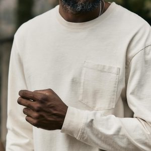 long sleeve pocket tee in vintage white