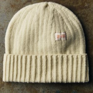 knit wool watch cap in ivory