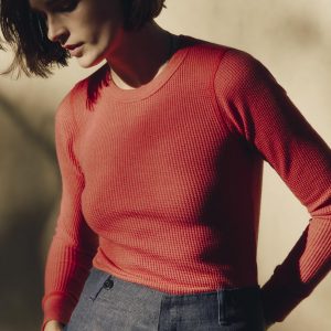 long sleeve waffle thermal in faded red