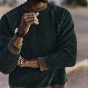 ribbed sherpa crew in fern