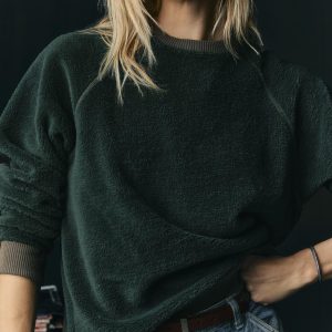 ribbed sherpa crew in fern