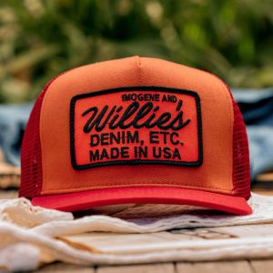 the denim etc trucker in orange